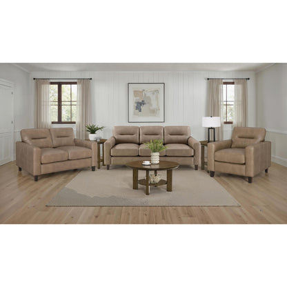  Coaster Furniture Scotland 504669 Faux Leather Upholstered Track Arm Chair - Brown IMAGE 11