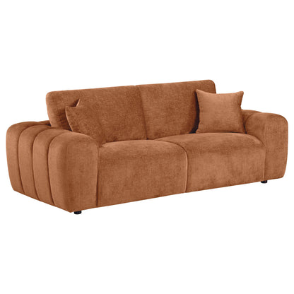  Coaster Furniture Burnett 504951 Chenille Upholstered Wide Arm Sofa - Burnt Orange IMAGE 1