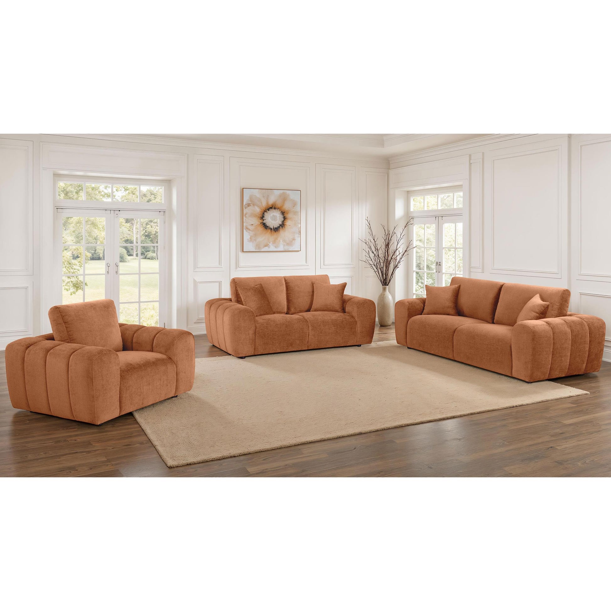  Coaster Furniture Burnett 504951 Chenille Upholstered Wide Arm Sofa - Burnt Orange IMAGE 11