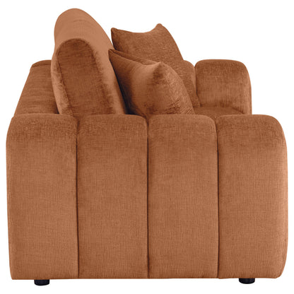  Coaster Furniture Burnett 504952 Chenille Upholstered Wide Arm Loveseat - Burnt Orange IMAGE 8