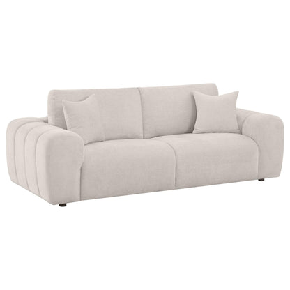  Coaster Furniture Burnett 504955 Chenille Upholstered Wide Arm Sofa - Ivory IMAGE 1