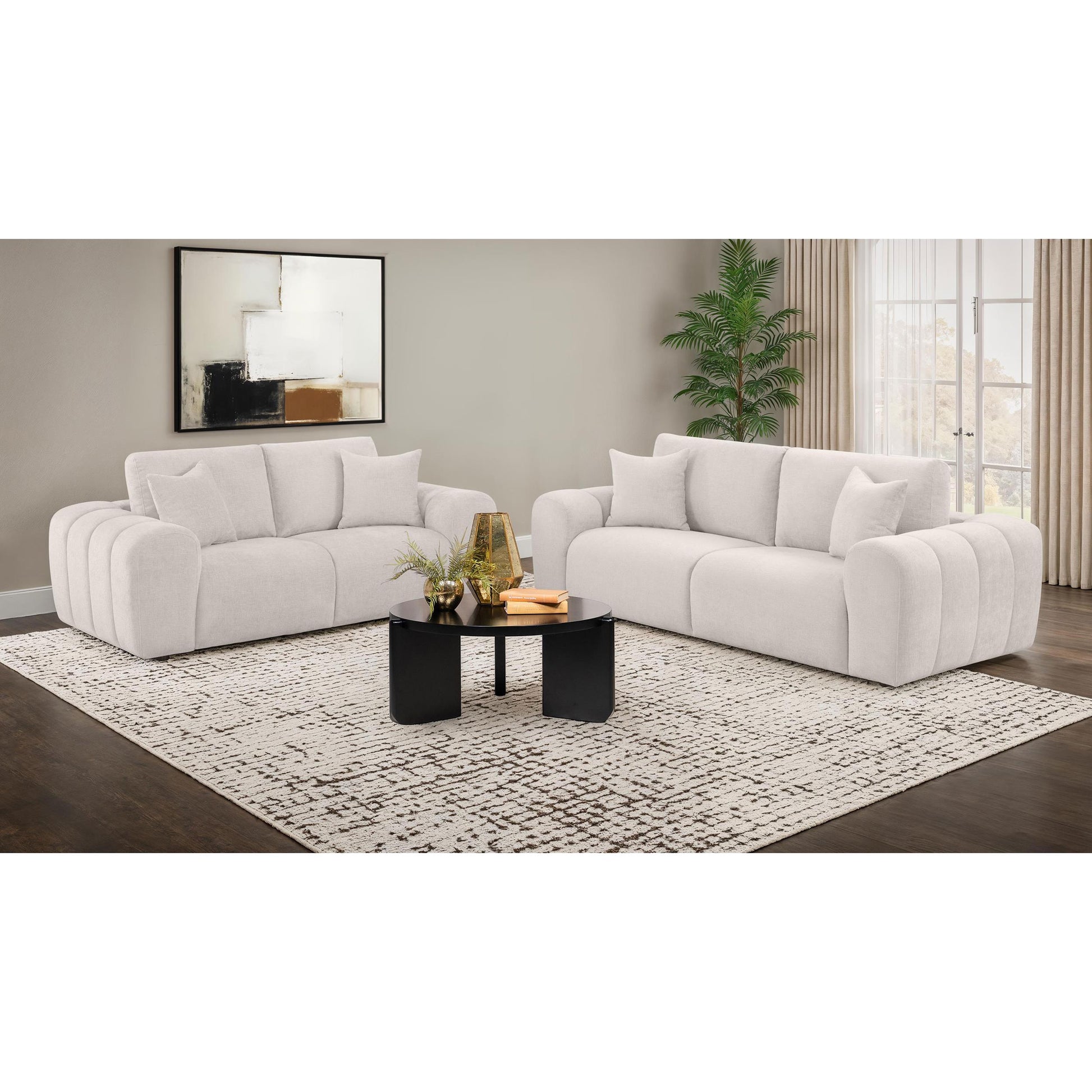  Coaster Furniture Burnett 504955 Chenille Upholstered Wide Arm Sofa - Ivory IMAGE 11