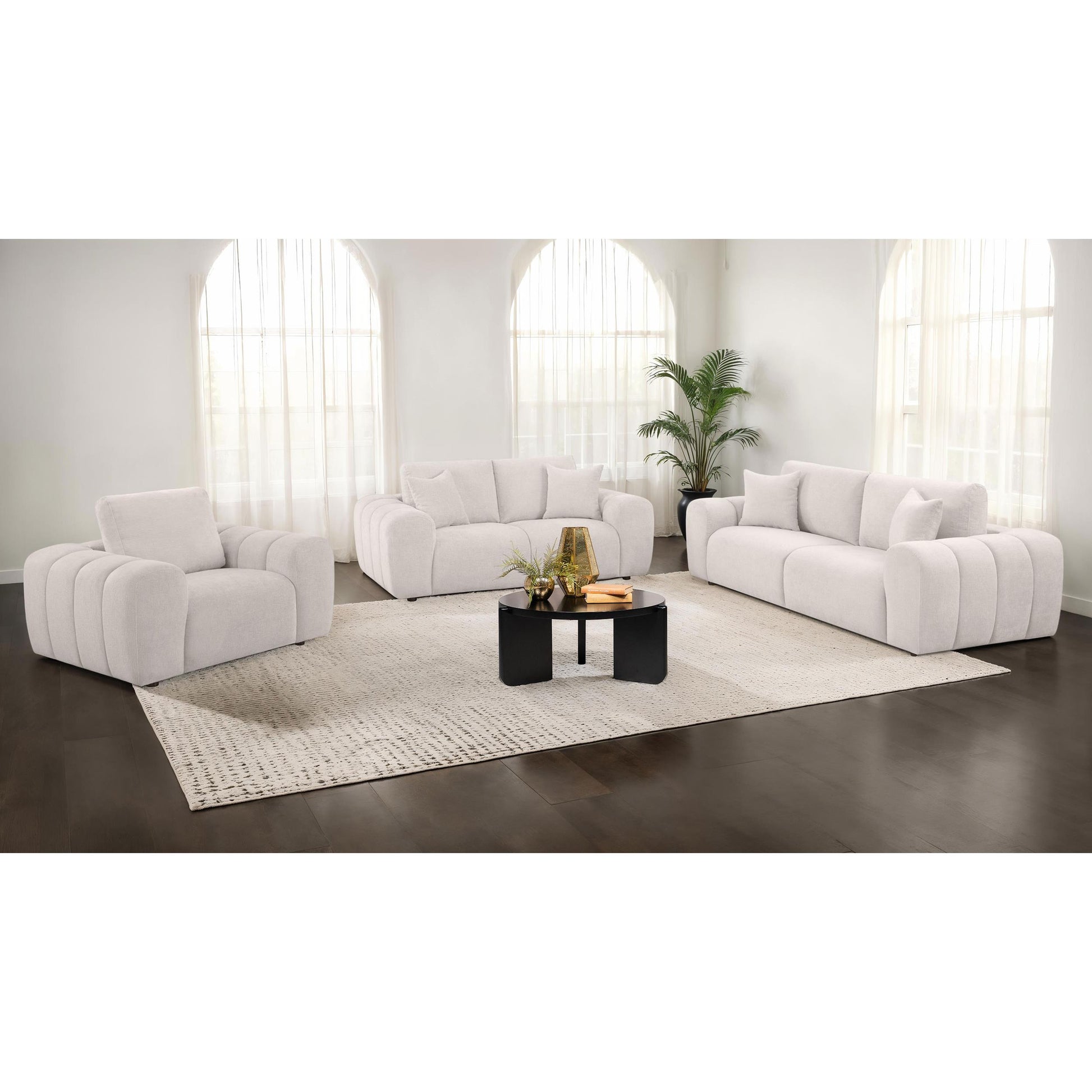  Coaster Furniture Burnett 504956 Chenille Upholstered Wide Arm Loveseat - Ivory IMAGE 10