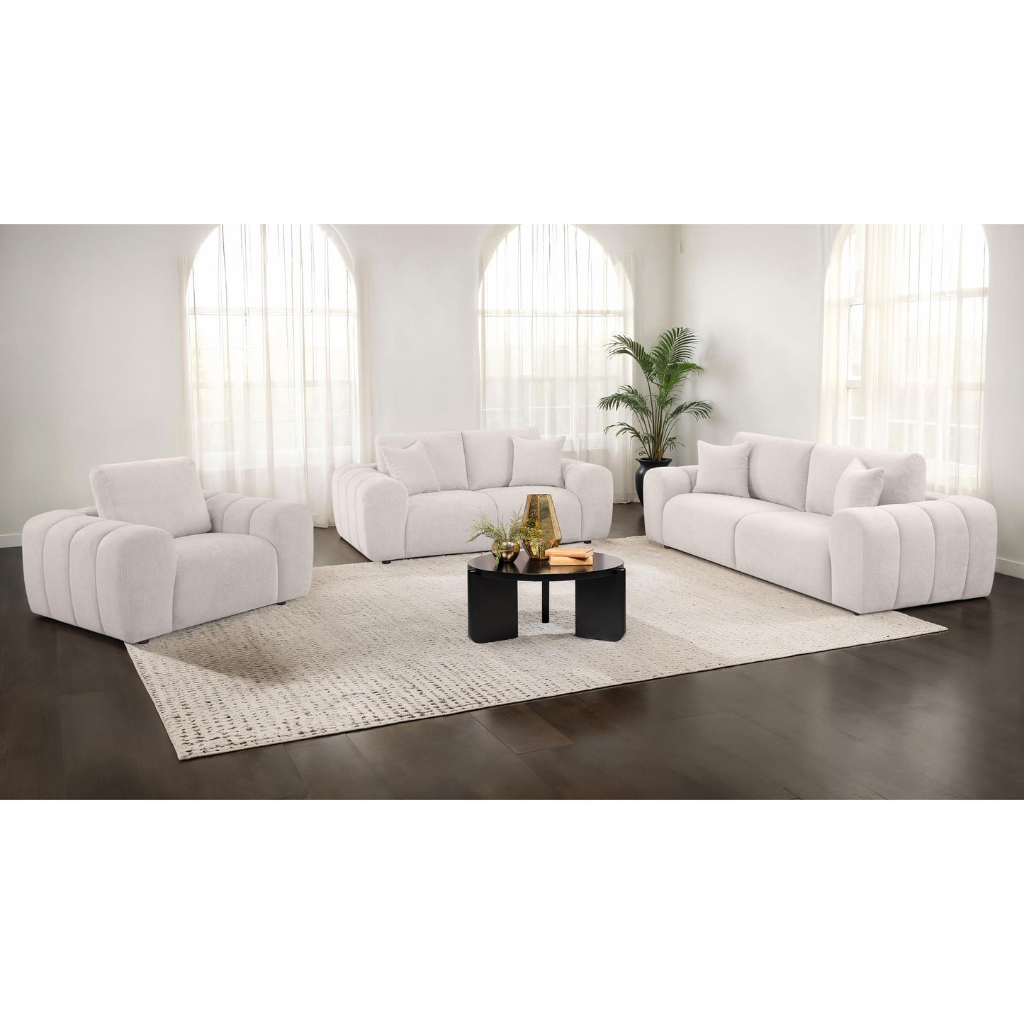  Coaster Furniture Burnett 504957 Chenille Upholstered Accent Chair - Ivory IMAGE 5