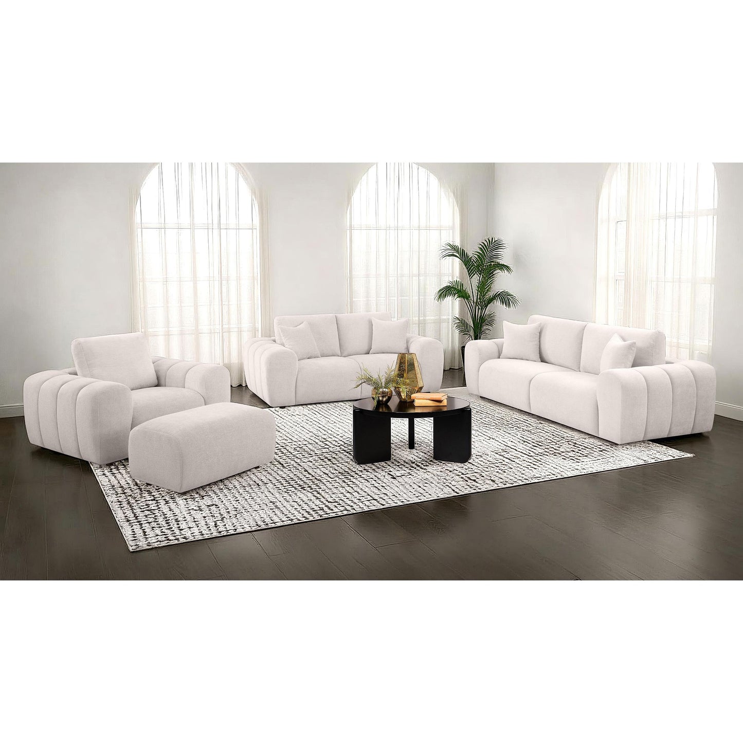  Coaster Furniture Burnett 504957 Chenille Upholstered Accent Chair - Ivory IMAGE 8