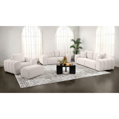 Coaster Furniture Burnett 504958 Chenille Upholstered Ottoman - Ivory IMAGE 5