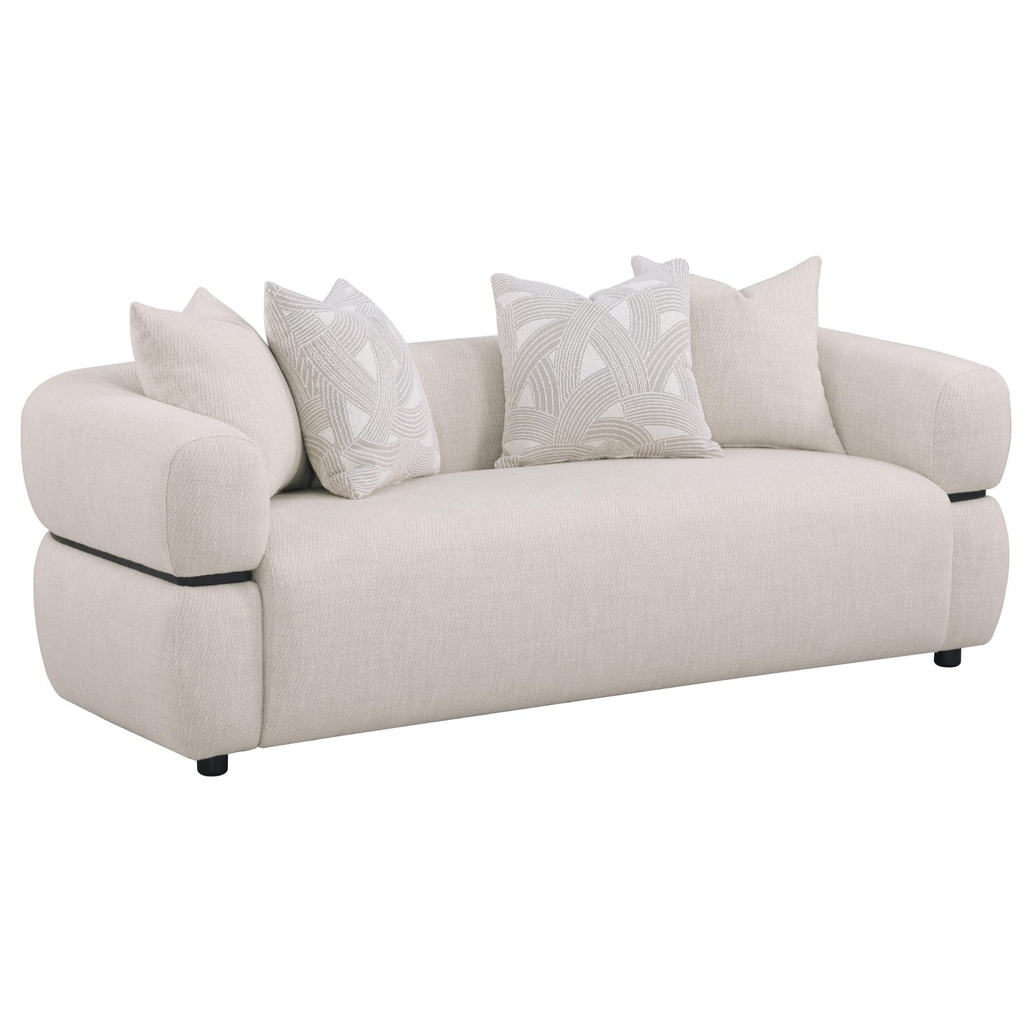  Coaster Furniture Jeanette 508961 84-inch Fabric Upholstered Round Arm Sofa - Beige IMAGE 1