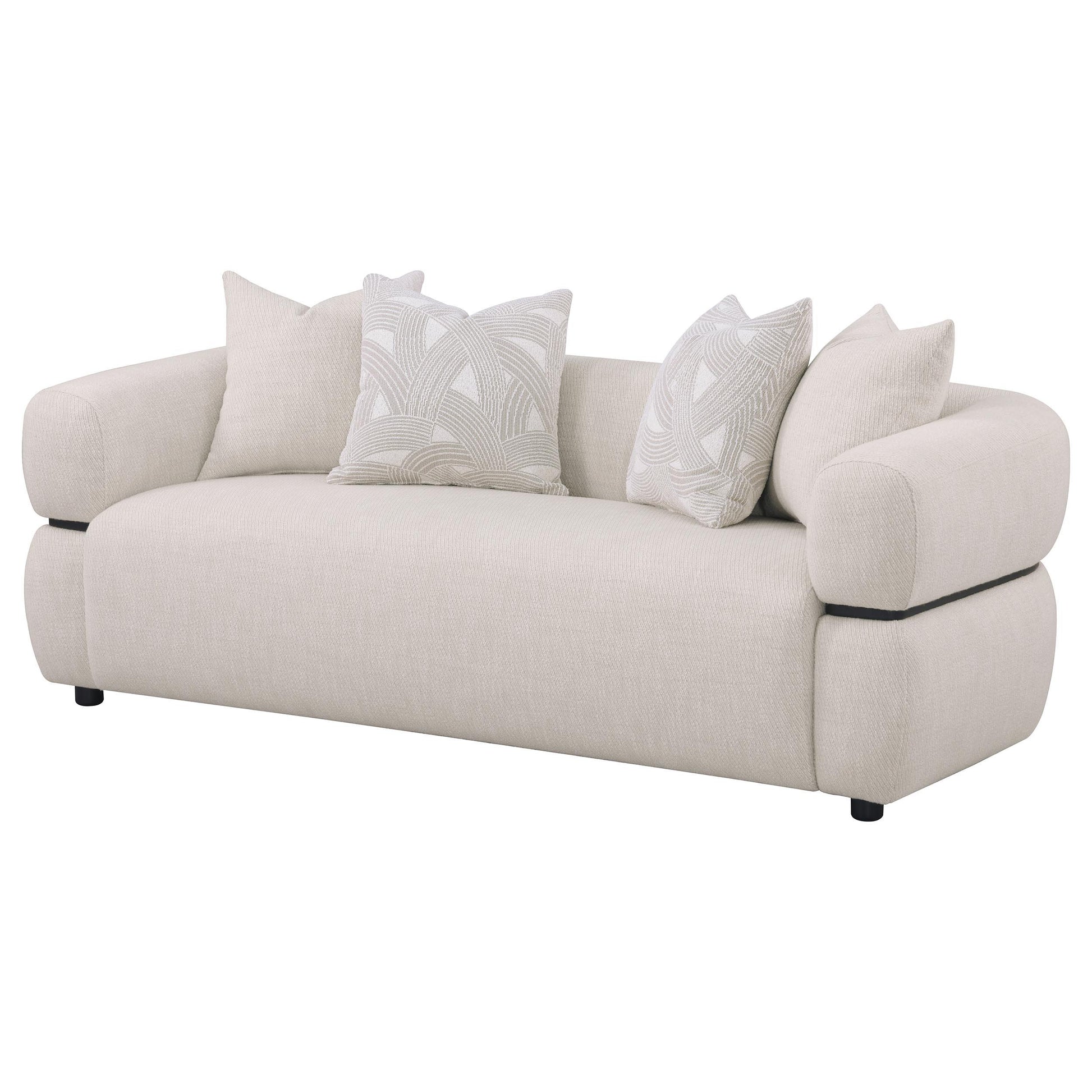  Coaster Furniture Jeanette 508961 84-inch Fabric Upholstered Round Arm Sofa - Beige IMAGE 11