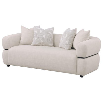  Coaster Furniture Jeanette 508961 84-inch Fabric Upholstered Round Arm Sofa - Beige IMAGE 11