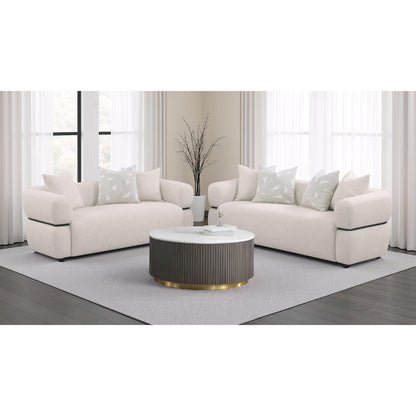  Coaster Furniture Jeanette 508961 84-inch Fabric Upholstered Round Arm Sofa - Beige IMAGE 13