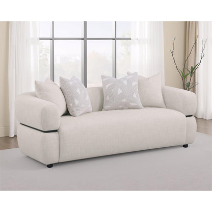  Coaster Furniture Jeanette 508961 84-inch Fabric Upholstered Round Arm Sofa - Beige IMAGE 6