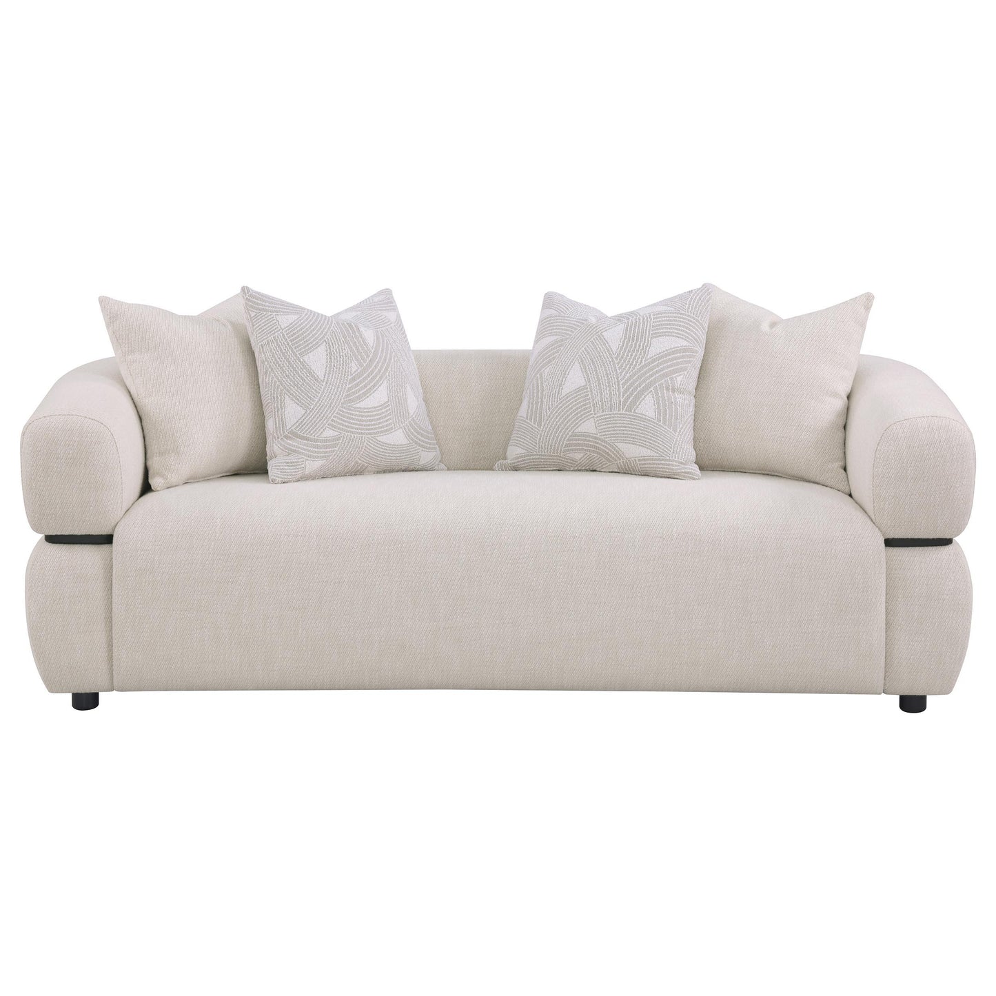  Coaster Furniture Jeanette 508961 84-inch Fabric Upholstered Round Arm Sofa - Beige IMAGE 9