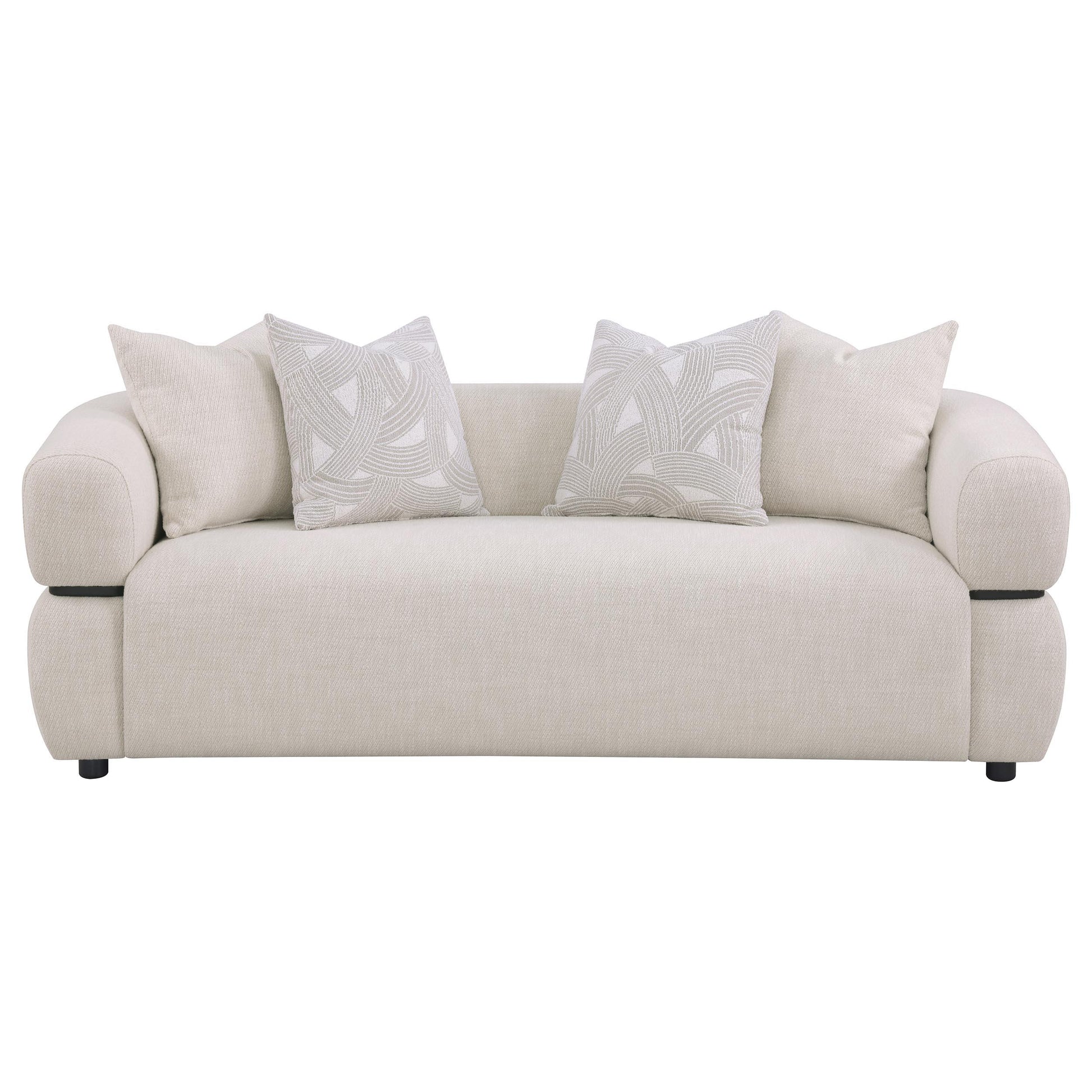  Coaster Furniture Jeanette 508961 84-inch Fabric Upholstered Round Arm Sofa - Beige IMAGE 9