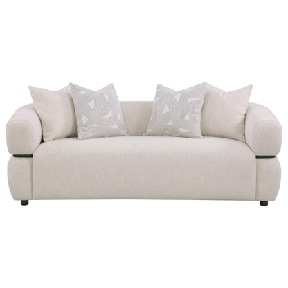  Coaster Furniture Jeanette 508961 84-inch Fabric Upholstered Round Arm Sofa - Beige IMAGE 9