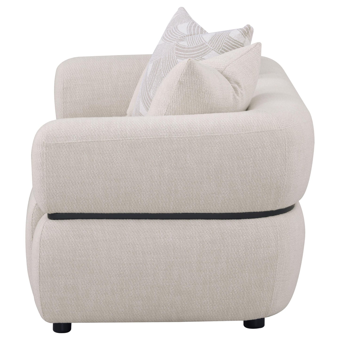  Coaster Furniture Jeanette 508962 73-inch Fabric Upholstered Round Arm Loveseat - Beige IMAGE 2
