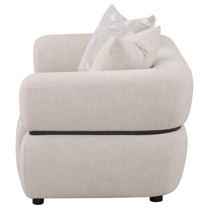  Coaster Furniture Jeanette 508962 73-inch Fabric Upholstered Round Arm Loveseat - Beige IMAGE 2