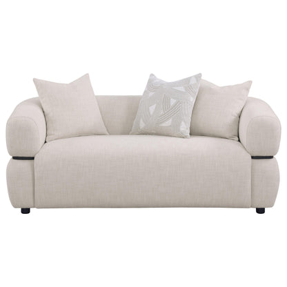  Coaster Furniture Jeanette 508962 73-inch Fabric Upholstered Round Arm Loveseat - Beige IMAGE 9