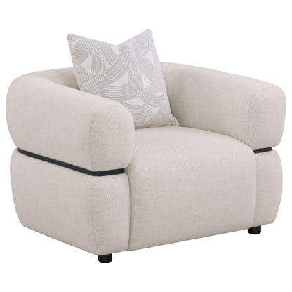  Coaster Furniture Jeanette 508963 Fabric Upholstered Round Arm Accent Chair - Beige IMAGE 1