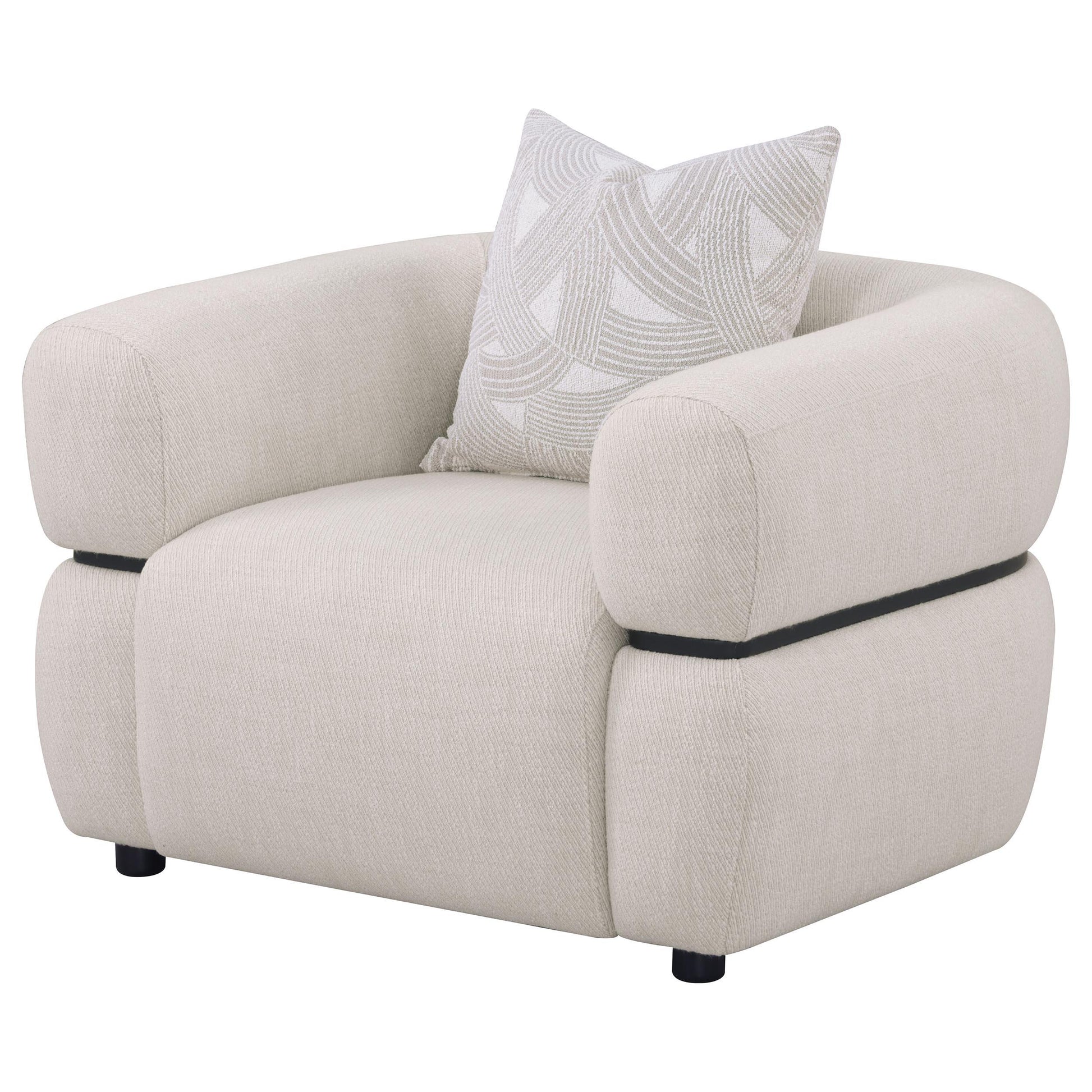  Coaster Furniture Jeanette 508963 Fabric Upholstered Round Arm Accent Chair - Beige IMAGE 10