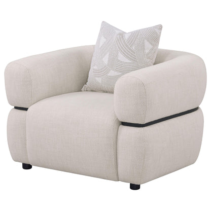  Coaster Furniture Jeanette 508963 Fabric Upholstered Round Arm Accent Chair - Beige IMAGE 10