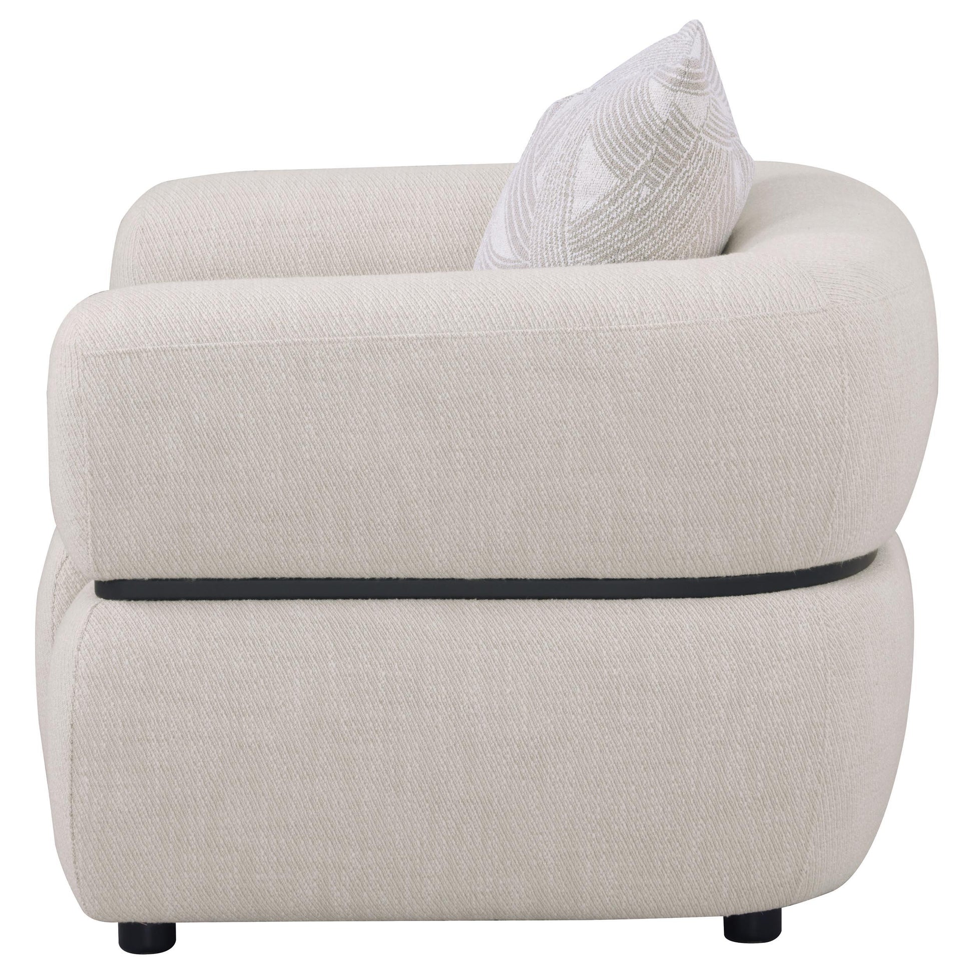  Coaster Furniture Jeanette 508963 Fabric Upholstered Round Arm Accent Chair - Beige IMAGE 2