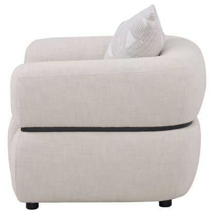  Coaster Furniture Jeanette 508963 Fabric Upholstered Round Arm Accent Chair - Beige IMAGE 2