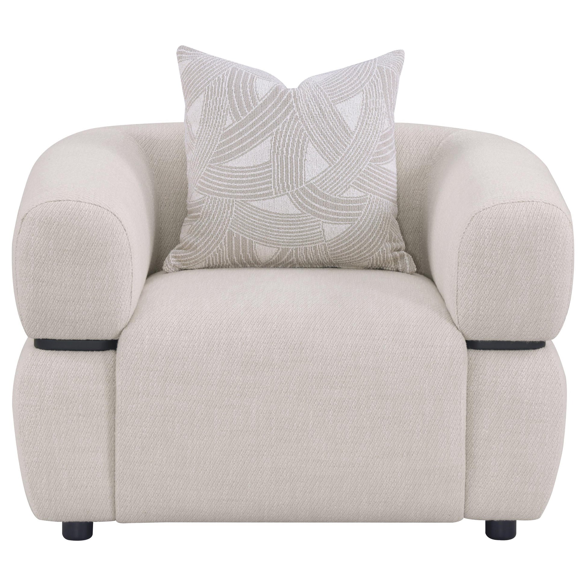 Coaster Furniture Jeanette 508963 Fabric Upholstered Round Arm Accent Chair - Beige IMAGE 7