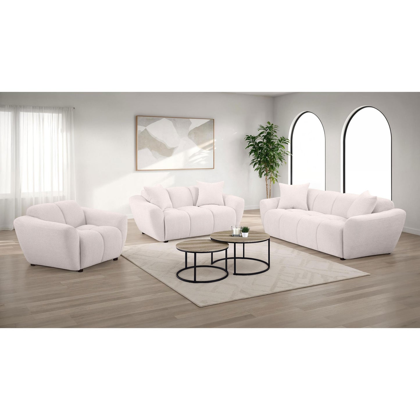  Coaster Furniture Destino 509302 Chenille Upholstered Splayed Arm Loveseat - Greige IMAGE 8
