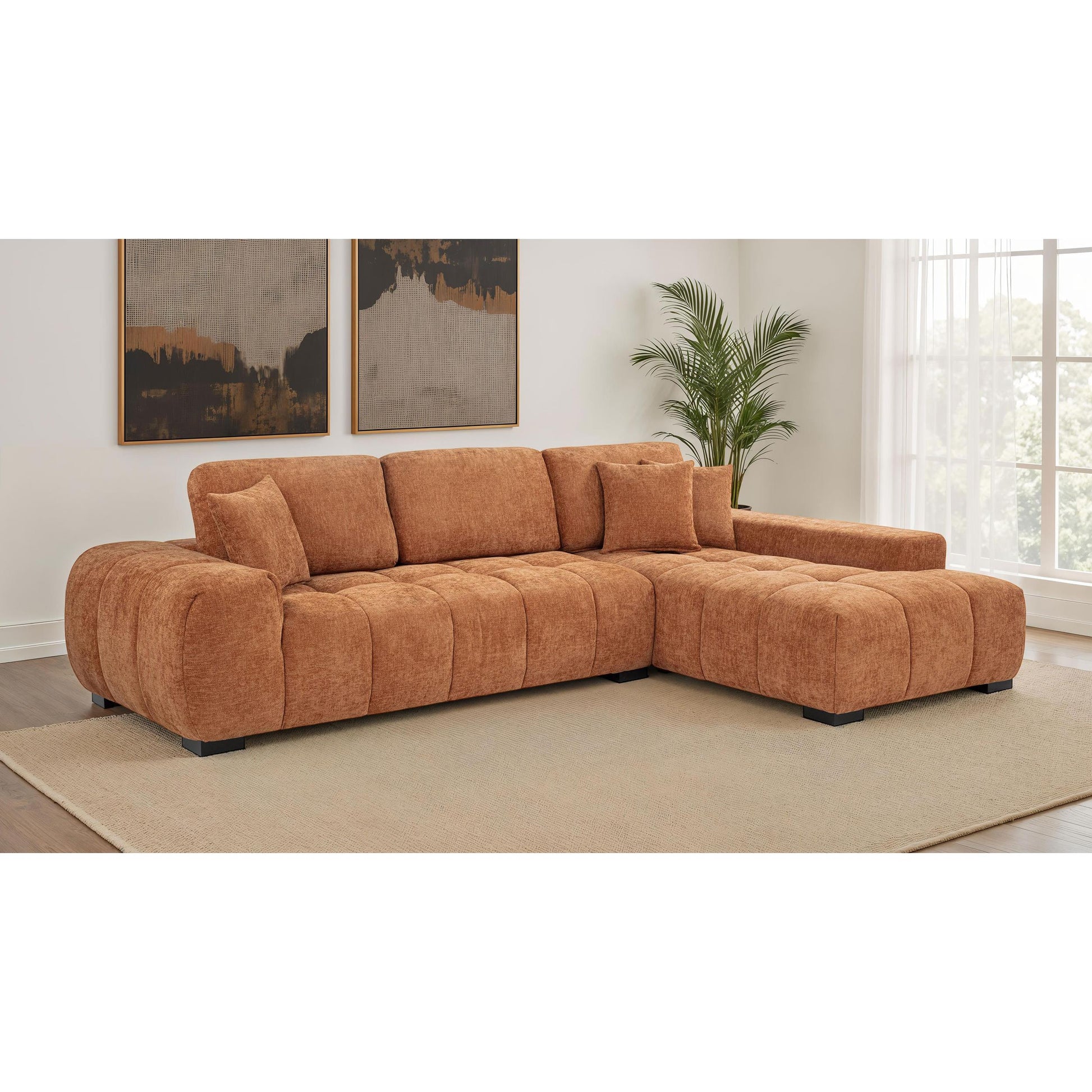  Coaster Furniture Octavia 509350 Upholstered Sectional Chaise Sofa - Orange IMAGE 3
