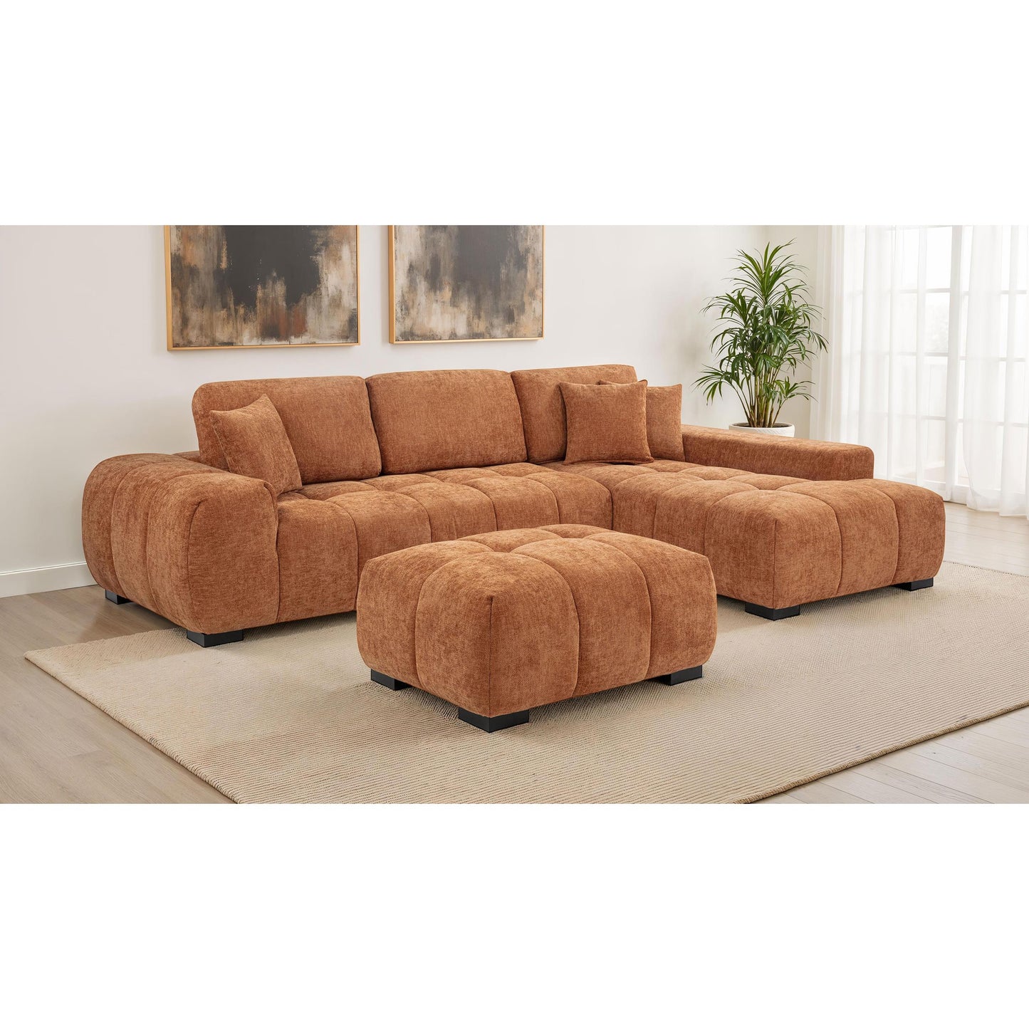  Coaster Furniture Octavia 509350 Upholstered Sectional Chaise Sofa - Orange IMAGE 9