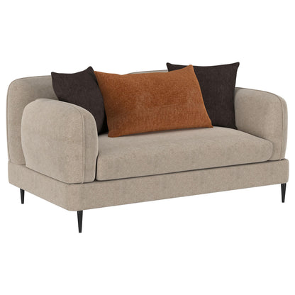  Coaster Furniture Jade 509412 Chenille Upholstered Sculpted Track Arm Loveseat - Latte IMAGE 1