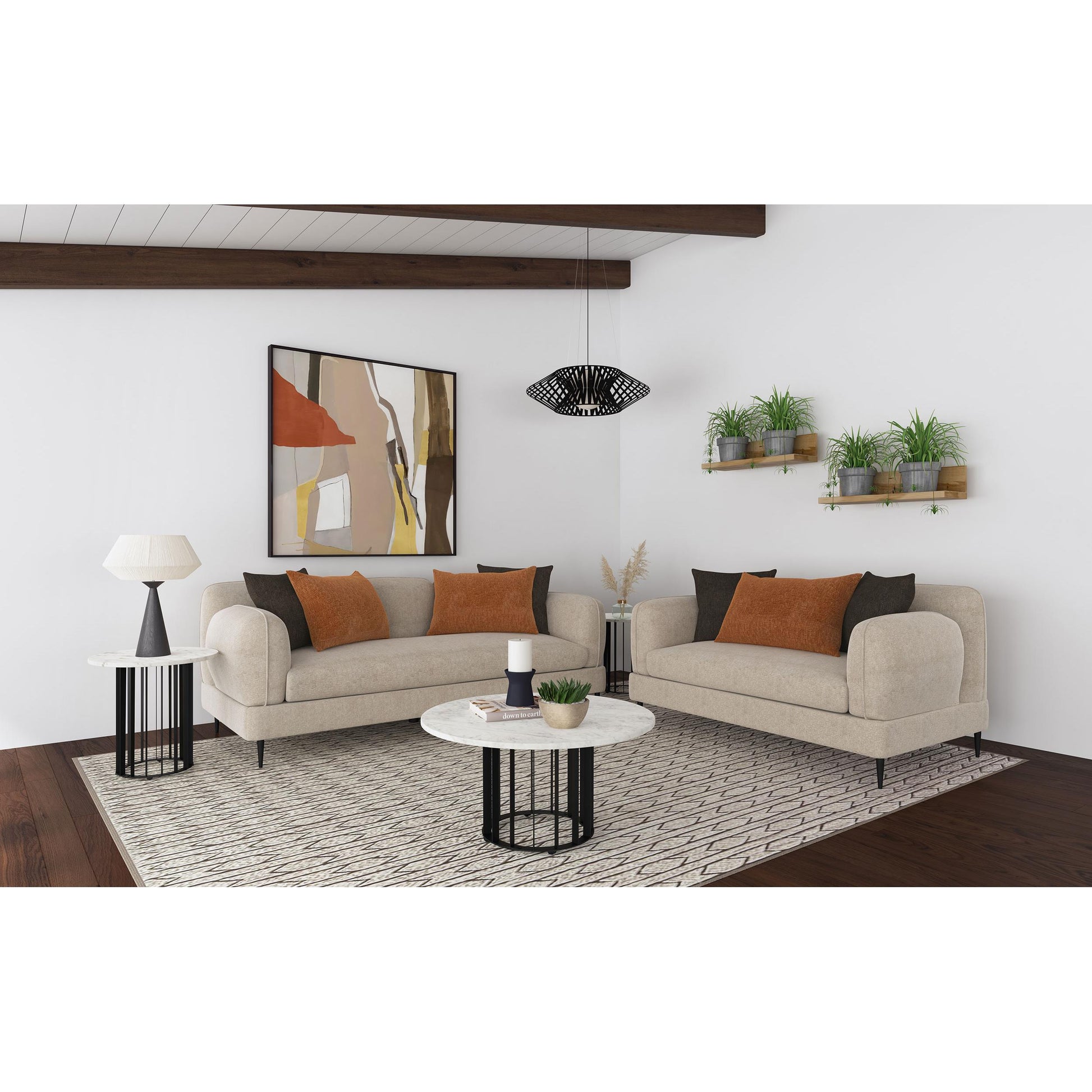  Coaster Furniture Jade 509412 Chenille Upholstered Sculpted Track Arm Loveseat - Latte IMAGE 11