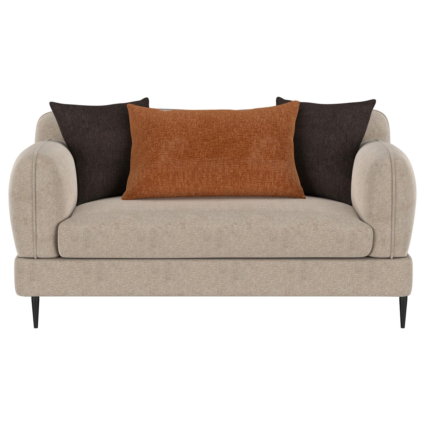  Coaster Furniture Jade 509412 Chenille Upholstered Sculpted Track Arm Loveseat - Latte IMAGE 5