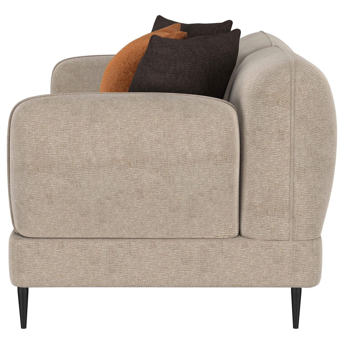  Coaster Furniture Jade 509412 Chenille Upholstered Sculpted Track Arm Loveseat - Latte IMAGE 9