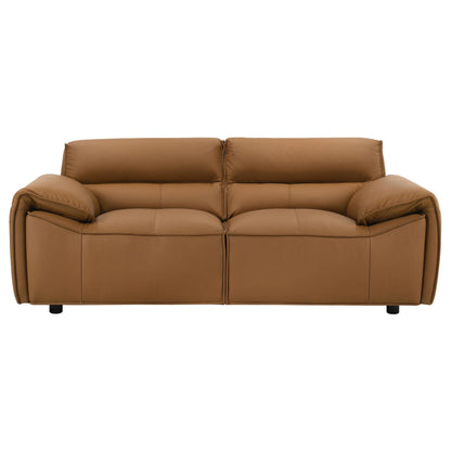  Coaster Furniture Buxton 509502 Top Grain Leather Upholstered Loveseat - Orange IMAGE 8