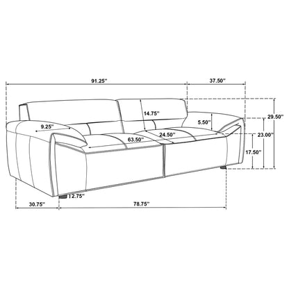  Coaster Furniture Buxton 509504 Top Grain Leather Upholstered Sofa - Graphite IMAGE 12