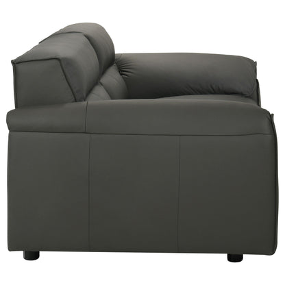  Coaster Furniture Buxton 509505 Top Grain Leather Upholstered Loveseat - Graphite IMAGE 2