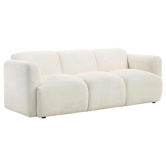  Coaster Furniture Dorset 509811 Fabric Upholstered Round Track Arm Sofa - White IMAGE 1