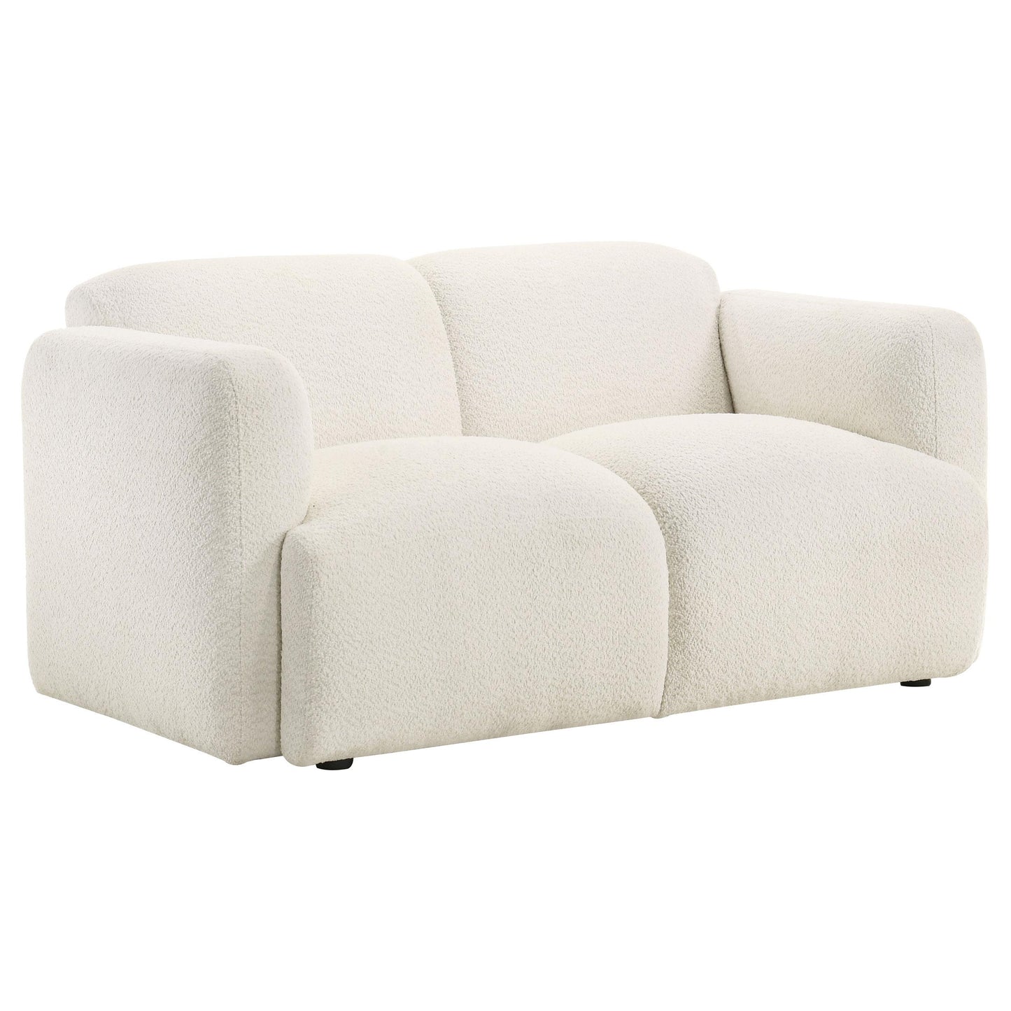  Coaster Furniture Dorset 509812 Fabric Upholstered Round Track Arm Loveseat - White IMAGE 1