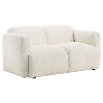  Coaster Furniture Dorset 509812 Fabric Upholstered Round Track Arm Loveseat - White IMAGE 1