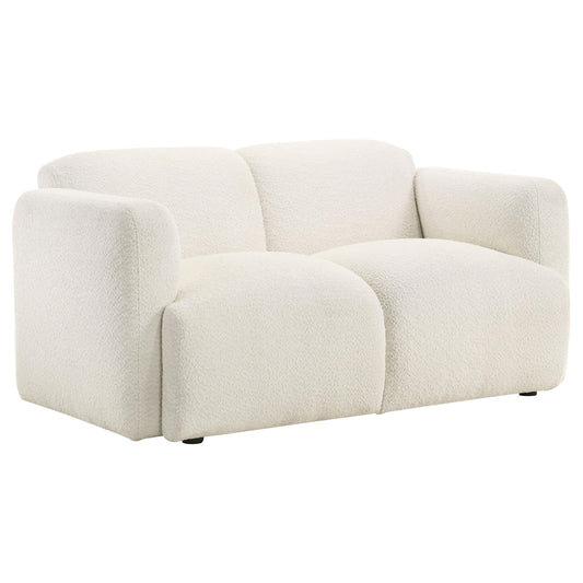  Coaster Furniture Dorset 509812 Fabric Upholstered Round Track Arm Loveseat - White IMAGE 1
