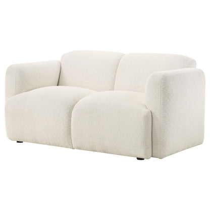  Coaster Furniture Dorset 509812 Fabric Upholstered Round Track Arm Loveseat - White IMAGE 10