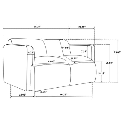  Coaster Furniture Dorset 509812 Fabric Upholstered Round Track Arm Loveseat - White IMAGE 11