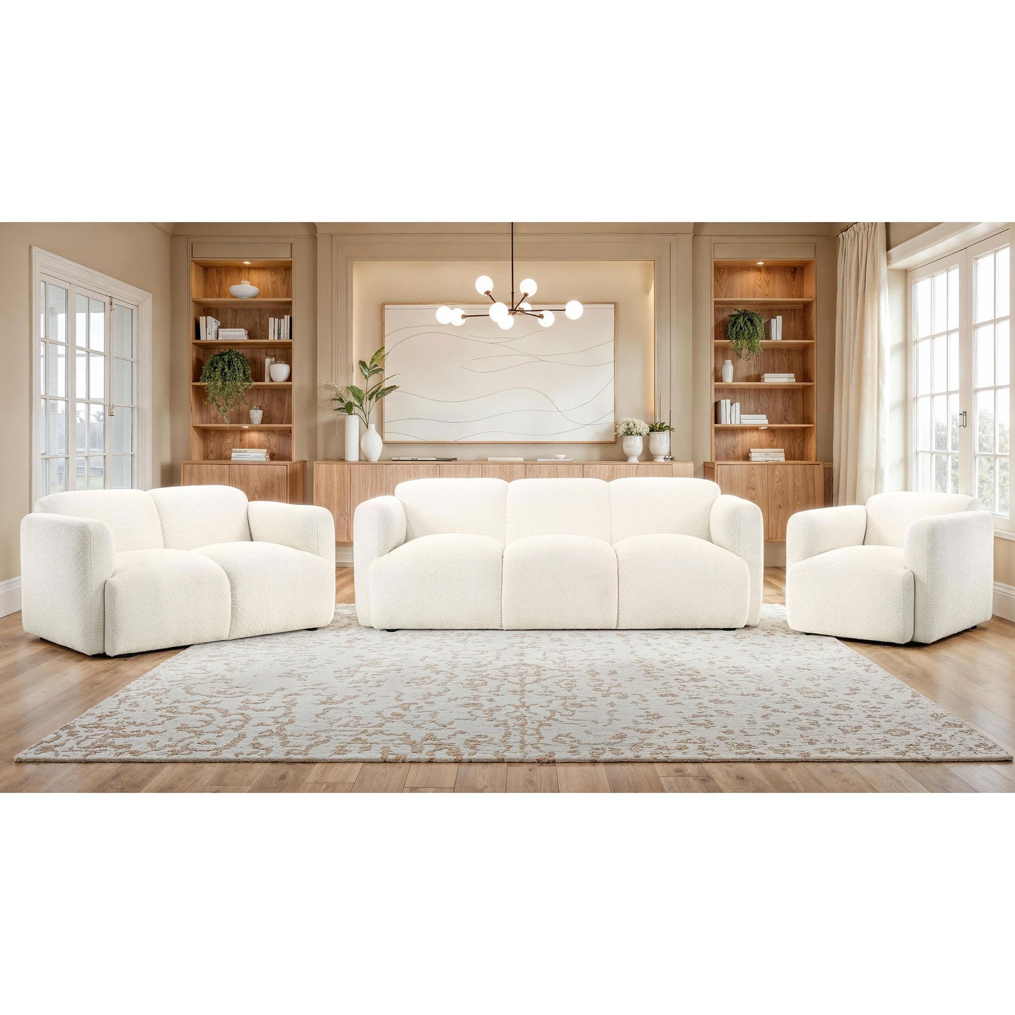  Coaster Furniture Dorset 509813 Fabric Upholstered Round Track Arm Accent Chair - White IMAGE 13