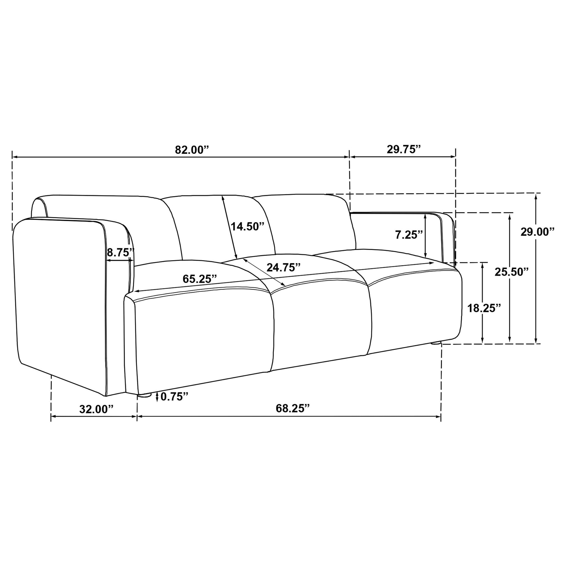  Coaster Furniture Dorset 509814 Fabric Upholstered Round Track Arm Sofa - Brown IMAGE 11