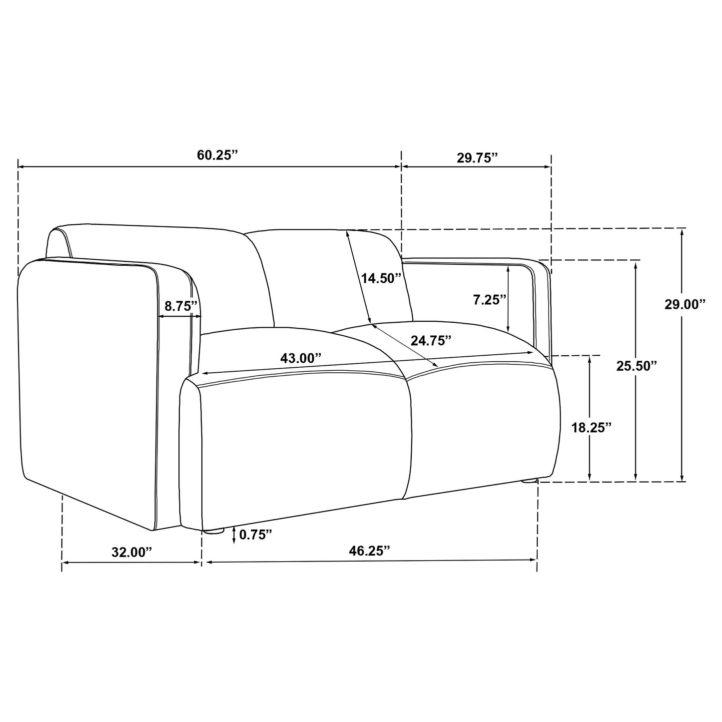  Coaster Furniture Dorset 509815 Fabric Upholstered Round Track Arm Loveseat - Brown IMAGE 11