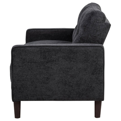  Coaster Furniture Bowen II 509982 Fabric Upholstered Track Arm Loveseat - Steel Grey IMAGE 2