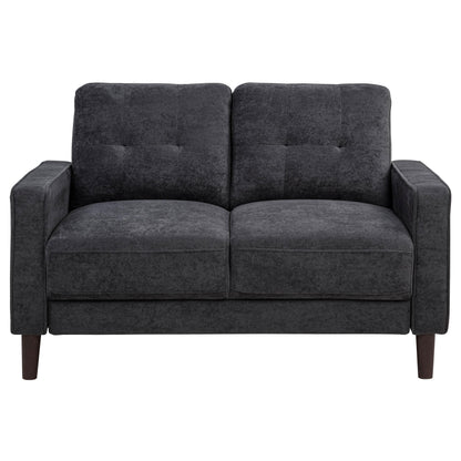  Coaster Furniture Bowen II 509982 Fabric Upholstered Track Arm Loveseat - Steel Grey IMAGE 5