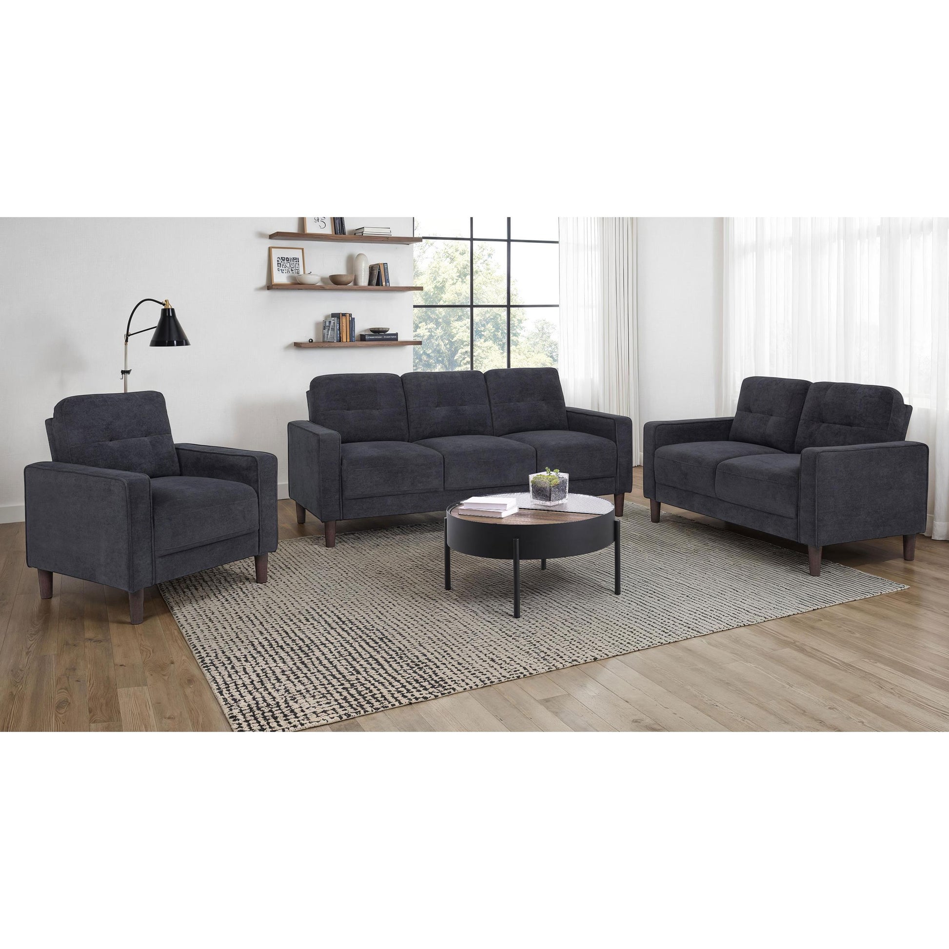 Coaster Furniture Bowen II 509983 Fabric Upholstered Track Arm Chair - Steel Grey IMAGE 7