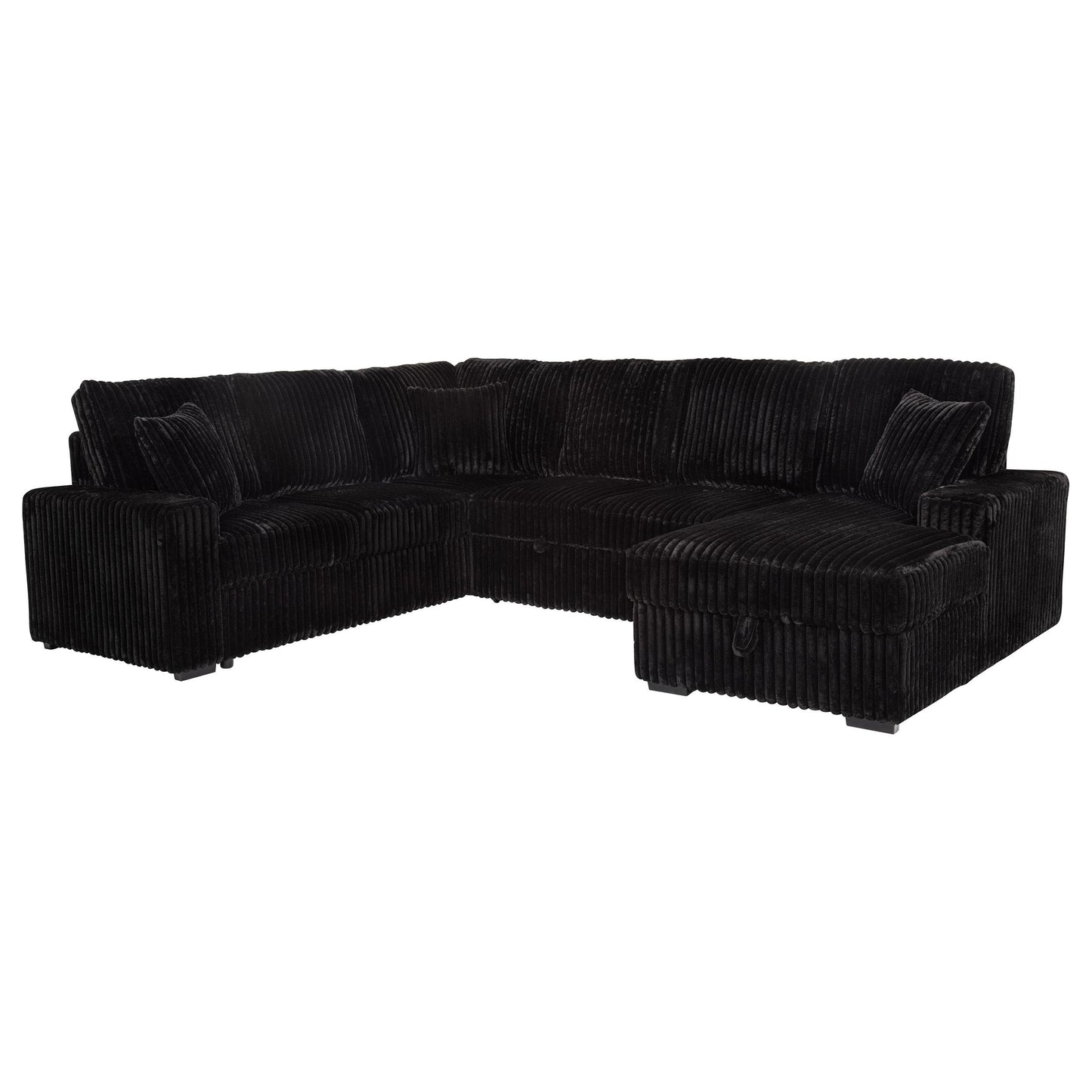  Coaster Furniture Devonshire 511049 Sleeper Sectional Sofa Storage Chaise - Black IMAGE 1